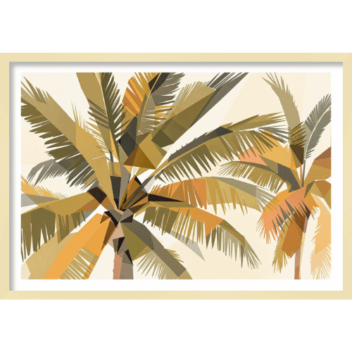 Palm trees wall art in warm, sandy tones - tropical abstract artwork for modern interiors.