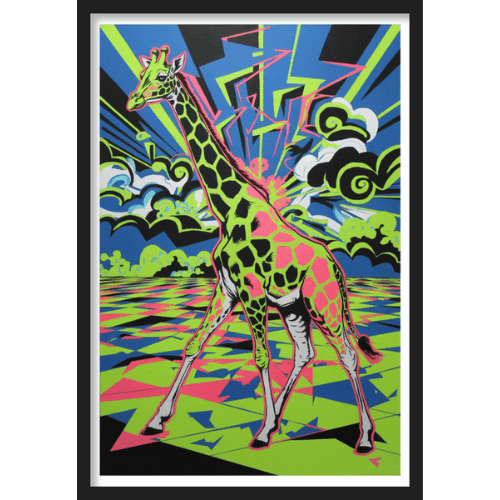 Pop Art illustration of a giraffe - animal theme wall art.