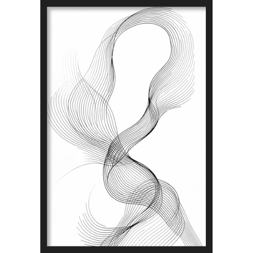 Elegant abstract artwork with flowing curved black lines on a white background - minimalist line art for modern interiors.