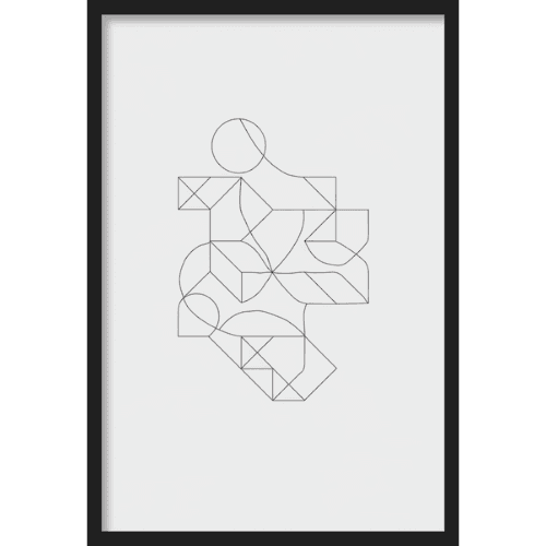 Geometric abstract artwork featuring thin intersecting lines forming structured shapes - modern minimalist interiors.