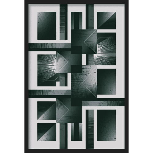 Industrial monochrome artwork with abstract shapes - industrial wall art.