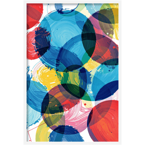Colorful abstract circles in overlapping paint strokes - vibrant modern art print for contemporary spaces.