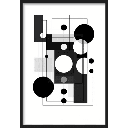 Geometric abstract black and white wall art - minimalist design print.