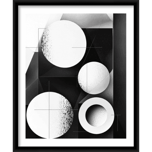 Industrial minimal artwork - abstract black and white art print.