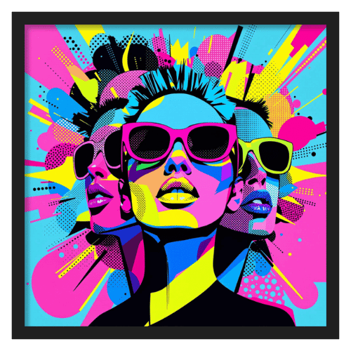 Vibrant portrait of a stylish woman in sunglasses - fashion style wall art.